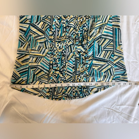 NWT Banana Republic sheer Blue Green 3/4 Sleeve blouse front Bow Lightweight M - Picture 8 of 13